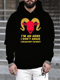 Men's Hoodie Im An Aries I Dont Argue Bold Red Yellow Aries Ram Head