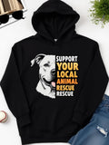 Men's Hoodie Support Your Local Animal Rescue Happy Smiling Dog With Text Motif Hoodie