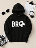 Men's Hoodie Bro Bold White Soccer Ball Motif Hoodie