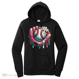 Women's Hoodie Colorful Melting Paint Drips Surrounding A Baseball Glove Holding Baseball