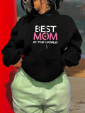 Women's Hoodie Best Mom Bold Pink Letters With Clean Line Art Text Hoodie