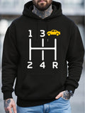 Men's Hoodie Yellow Sport Car With Simplified Gear Shift Pattern Design Car