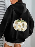 Women's Hoodie Metallic Gold Polka Dots With Artistic Leaves Design Pumpkin