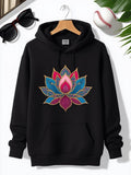 Men's Hoodie Colorful Blooming Pattern With Bright Petals On Serene Lotus Flower