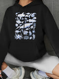 Women's Hoodie Underwater Adventure With Corals Shells Jellyfish Among Ocean Creatures Octopus
