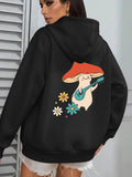 Women's Hoodie Playful Dancing With Flowers And Guitar Holding Mushroom