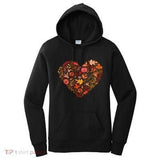 Women's Hoodie Autumn Leaves With Delicate Flowers Forming A Decorative Heart