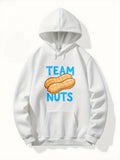 Men's Hoodie Team Nuts Cartoon Peanuts With Bold Blue Letters On Hoodie