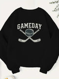 Women's Hoodie Gameday Crossed Sticks And Puck Under Lettered Slogan Hockey
