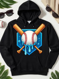 Men's Hoodie Melting Ice Blue Liquid Flow With Baseball And Wooden Bats