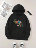 Men's Hoodie Colorful Blooming Floral Arrangement With Playful Abstract Nature Elements Butterfly