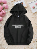 Men's Hoodie All Roads Lead To Rome Minimalist Lettered Black Hoodie