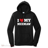 Women's Hoodie I Love My Meemaw Bold Letters With Red Heart Centered Hoodie