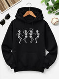 Men's Hoodie Dancing Skeletons In Playful Motion Along The Hoodie