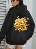 Women's Hoodie Golden Blossoms Clustering Under Soft Light Petals Back Hoodie