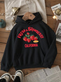 Women's Hoodie Fresh Strawberry California With Juicy Ripe Berries And Green Leaves Hoodie