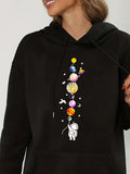 Women's Hoodie Astronaut Floating Among Colorful Planets Reaching For The Stars