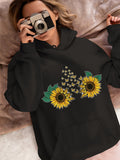 Women's Hoodie Fluttering Butterflies Dancing Over Lively Sunflower Blooms On Hoodie
