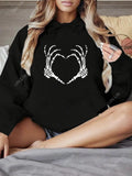 Women's Hoodie Skeleton Hands Forming A Heart Shape Under Soft Shadow Hoodie