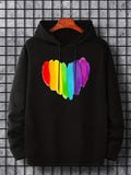 Men's Hoodie Colorful Rainbow Brush Strokes Forming Heart Shape On Hoodie