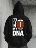 Men's Hoodie Its In My Dna Football Graphic With Laces Surrounded By Classic Pattern