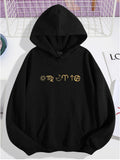 Women's Hoodie Celestial Symbols With Golden Zodiac And Mystical Sun Moon Hoodie