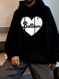 Men's Hoodie Baltimore Distressed Cracked White Heart Print Hoodie