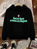 Women's Hoodie Mint Green Playful Lettering With Heart Motif Hoodie
