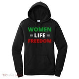 Women's Hoodie Women Life Freedom Bold Color Block Slogan On Black Hoodie