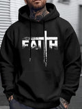 Men's Hoodie Distressed Text Bold Letters Centered Faith Hoodie