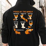 Men's Hoodie Foxes Of The World With Playful Cute Fox Illustrations Among Nature