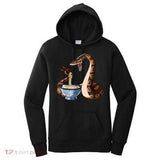 Women's Hoodie Chopsticks Holding Noodle Bowl With Large Hungry Snake