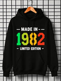 Men's Hoodie Made In 1982 Limited Edition With Bold Colorful Numbers Hoodie