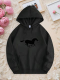 Men's Hoodie Galloping Silhouette In Shadow Across The Open Plains Horse
