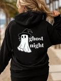 Women's Hoodie Ghost Night With Adorable Floating Witch Hat Ghost