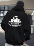Men's Hoodie No Farmers No Food With Farm Tractor Illustration Surrounded By Wheat