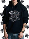 Men's Hoodie Exploded Diagram With Vinyl Records Layers On Classic Turntable