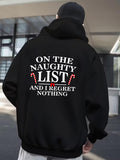 Men's Hoodie On The Naughty List With Festive Candy Cane Pattern Hoodie