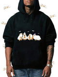 Men's Hoodie Guinea Pigs Wearing Halloween Ghost Costumes With Bats Flying Overhead