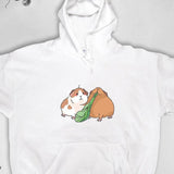 Men's Hoodie Cartoon Style With Leafy Greens Two Cute Guinea Pigs