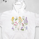Men's Hoodie Colorful Wildflowers Blooming With Soft Pastel Petals On Hoodie