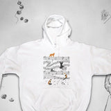 Men's Hoodie Jumping Cat With Playful Mice On Abstract Wavy Lines Hoodie