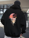 Men's Hoodie Sweet Pastel Reflection Under A Setting Sun With Water Silhouette