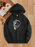 Men's Hoodie Classic Playing Cards With Fiery Smoke Surrounding Poker Hand