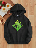 Men's Hoodie Abstract Neon Green Pattern On Black Hoodie