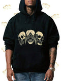 Men's Hoodie Golden Skeleton Hands Covering Eyes Ears And Mouth Skull
