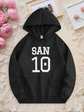 Men's Hoodie San Bold Numbers With Athletic Block Lettering Hoodie