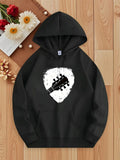 Men's Hoodie Vintage Style White Grunge Background With Black Guitar Headstock