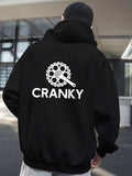 Men's Hoodie Cranky Mechanical Bike Chain Wheel Surrounded By Bold White Letters
