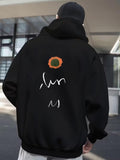 Men's Hoodie Abstract Orange And Green Sunflower With Artistic Strokes Hoodie